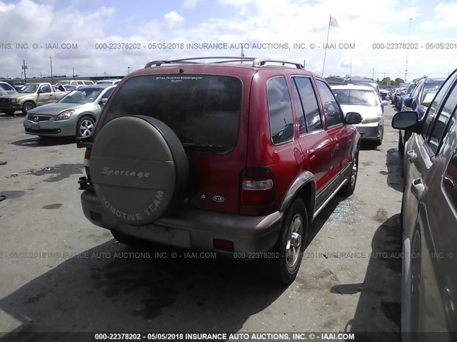 KNDJB723525156426 - 2002 KIA SPORTAGE RED photo 4