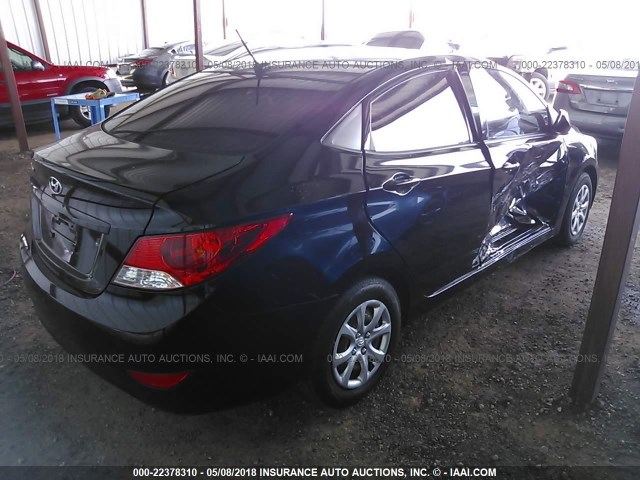 KMHCT4AE2CU138752 - 2012 HYUNDAI ACCENT GLS/GS BLACK photo 4