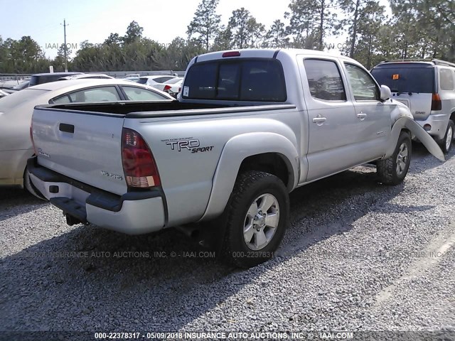 5TELU42N17Z429823 - 2007 TOYOTA TACOMA DOUBLE CAB ვერცხლისფერი ფოტო 4