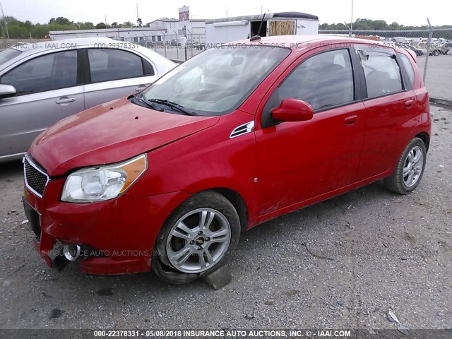 KL1TG66E09B299562 - 2009 CHEVROLET AVEO LT RED photo 2