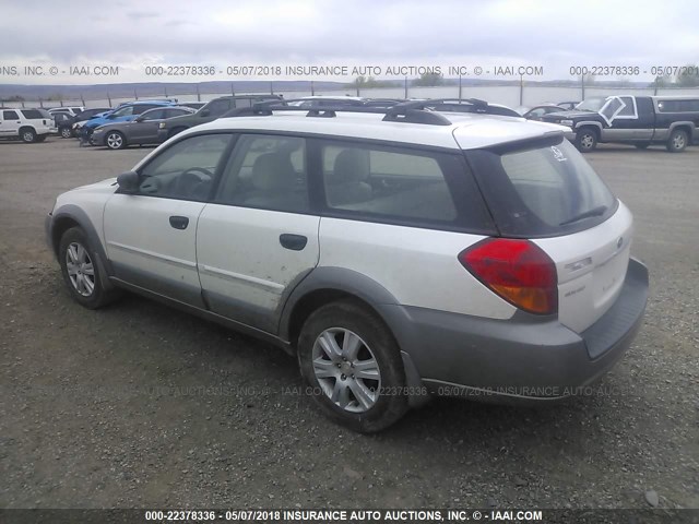 4S4BP61C257335383 - 2005 SUBARU LEGACY OUTBACK 2.5I WHITE photo 3