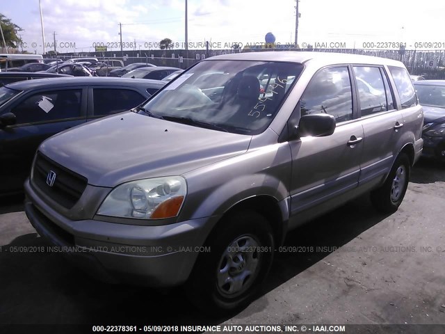 2HKYF18164H554446 - 2004 HONDA PILOT LX Champagne photo 2