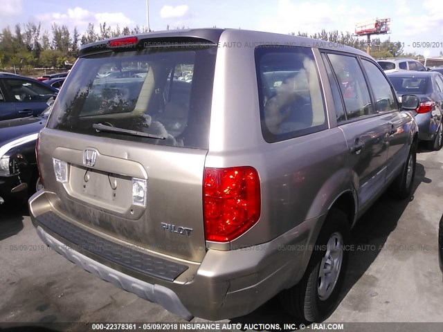 2HKYF18164H554446 - 2004 HONDA PILOT LX Champagne photo 4