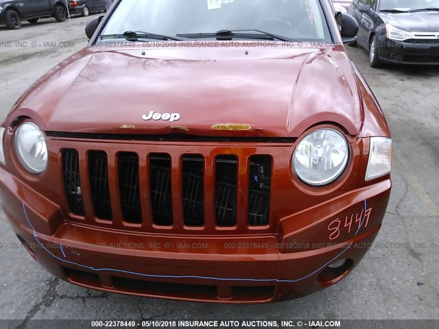 1J8FF47W48D778261 - 2008 JEEP COMPASS SPORT ORANGE photo 6