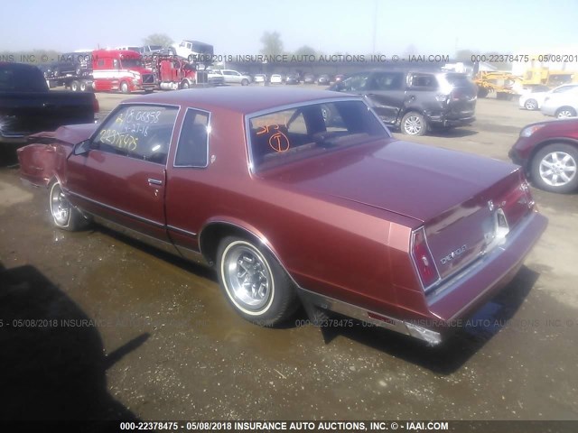 1G1GZ37Z6GR127277 - 1986 CHEVROLET MONTE CARLO  BROWN photo 3