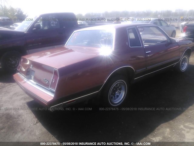 1G1GZ37Z6GR127277 - 1986 CHEVROLET MONTE CARLO  BROWN photo 4