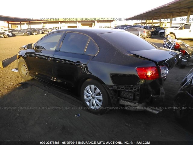 3VW2K7AJ0DM210469 - 2013 VOLKSWAGEN JETTA S BLACK photo 3