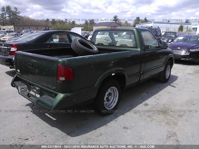 1GCCS144XVK182764 - 1997 CHEVROLET S TRUCK S10 GREEN photo 4