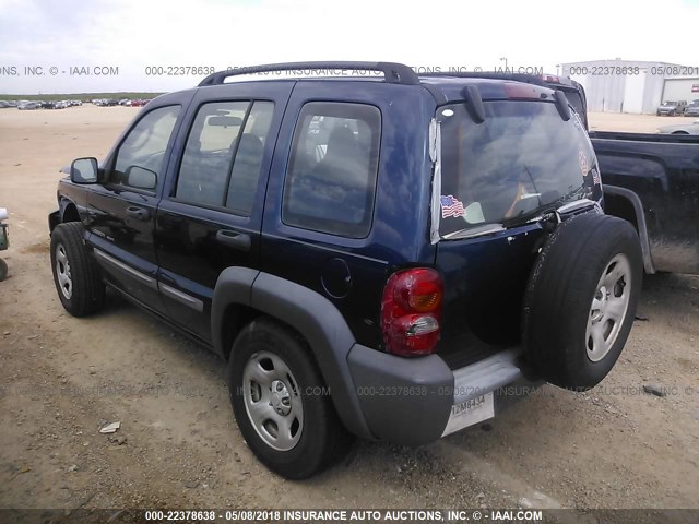 1J4GK48KX3W541218 - 2003 JEEP LIBERTY SPORT/FREEDOM მუქი ლურჯი ფოტო 3