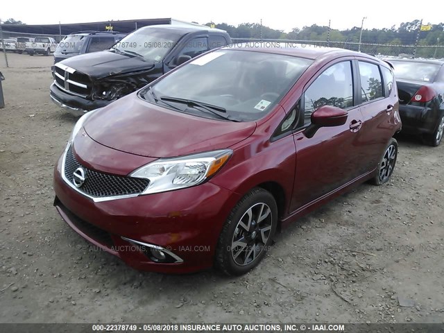 3N1CE2CP4FL445665 - 2015 NISSAN VERSA NOTE S/S PLUS/SV/SL/SR RED photo 2