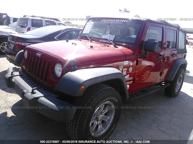 1J4BA3H15AL212049 - 2010 JEEP WRANGLER UNLIMITE SPORT RED photo 2