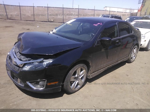 3FAHP0KC2AR302452 - 2010 FORD FUSION SPORT BLACK photo 2