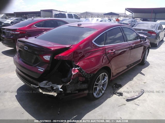 3FA6P0K99FR193720 - 2015 FORD FUSION TITANIUM RED photo 4