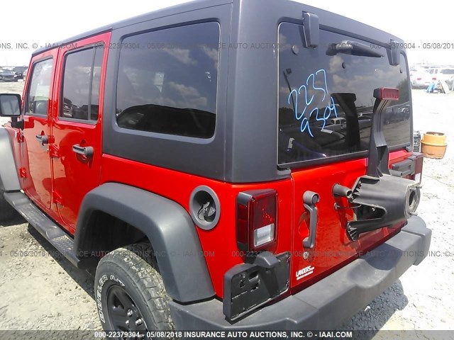 1C4BJWDG4FL726662 - 2015 JEEP WRANGLER UNLIMITE SPORT RED photo 3