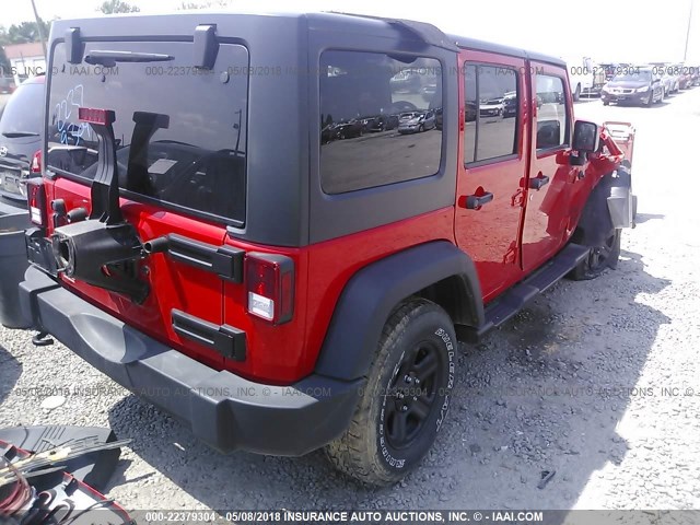 1C4BJWDG4FL726662 - 2015 JEEP WRANGLER UNLIMITE SPORT RED photo 4