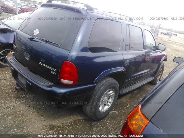 1D4HS58N93F505503 - 2003 DODGE DURANGO SLT PLUS BLUE photo 4