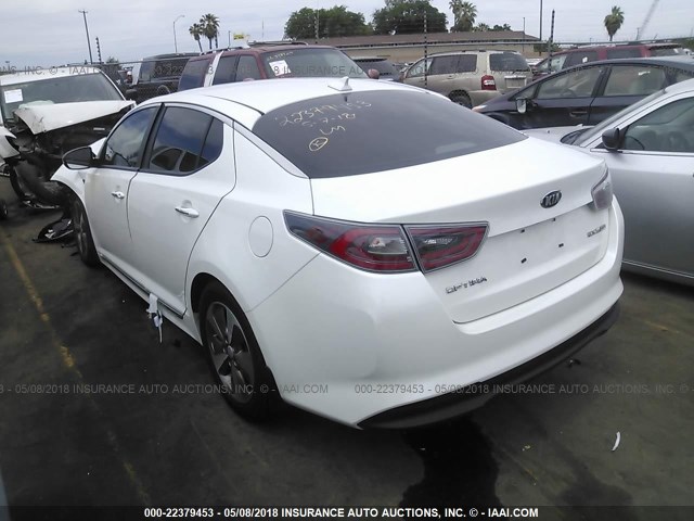 KNAGN4AD1E5076410 - 2014 KIA OPTIMA HYBRID WHITE photo 3