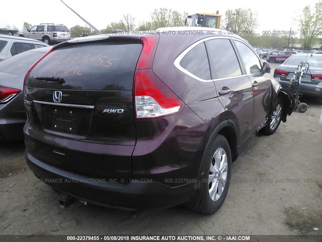 5J6RM4H74CL047906 - 2012 HONDA CR-V EXL RED photo 4