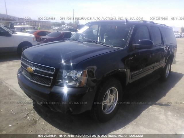 1GNSCJE02DR117103 - 2013 CHEVROLET SUBURBAN C1500 LT BLACK photo 2