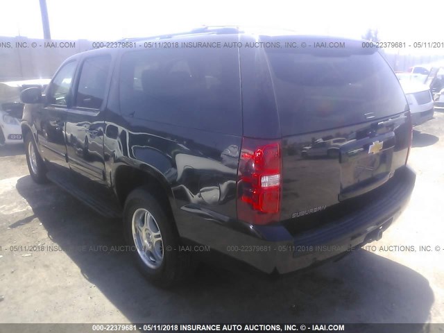 1GNSCJE02DR117103 - 2013 CHEVROLET SUBURBAN C1500 LT BLACK photo 3