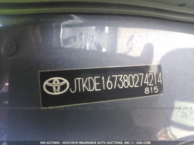 JTKDE167380274214 - 2008 TOYOTA SCION TC 灰色 照片 9