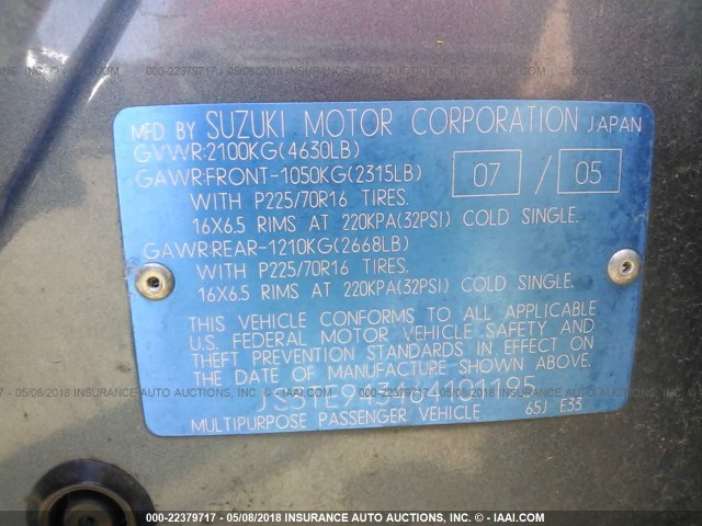 JS3TE943464101195 - 2006 SUZUKI GRAND VITARA PREMIUM BLUE photo 9