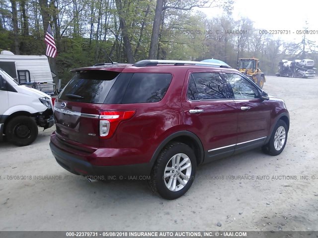 1FM5K8D87DGA19975 - 2013 FORD EXPLORER XLT RED photo 4