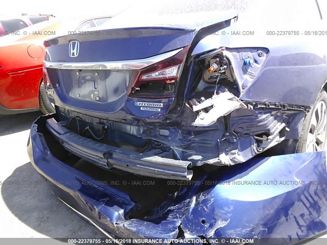 JHMCR6F77HC021043 - 2017 HONDA ACCORD HYBRID/TOURING BLUE photo 6