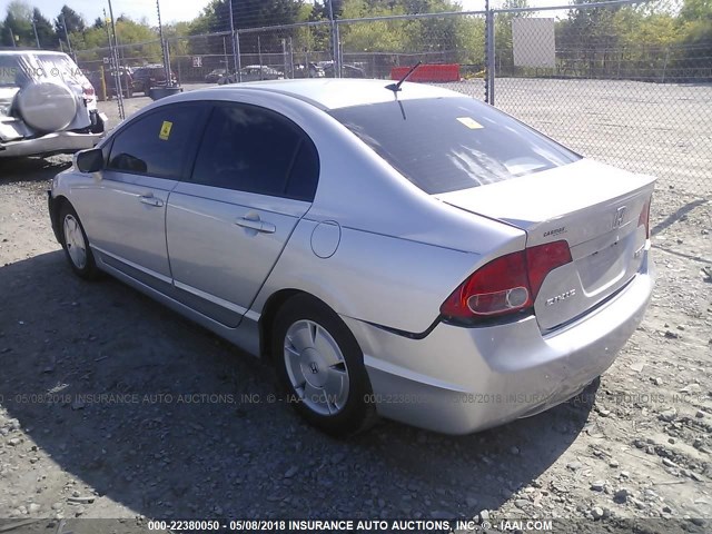 JHMFA36268S030023 - 2008 HONDA CIVIC HYBRID SILVER photo 3