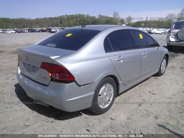 JHMFA36268S030023 - 2008 HONDA CIVIC HYBRID SILVER photo 4