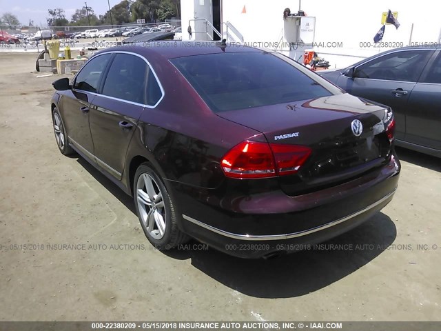 1VWCM7A30CC010644 - 2012 VOLKSWAGEN PASSAT SEL BURGUNDY photo 3