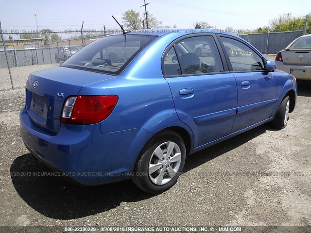 KNADH4A34A6659981 - 2010 KIA RIO LX/SX BLUE photo 4