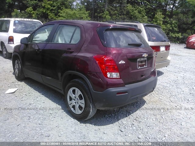 3GNCJKSB9GL115009 - 2016 CHEVROLET TRAX LS BURGUNDY photo 3