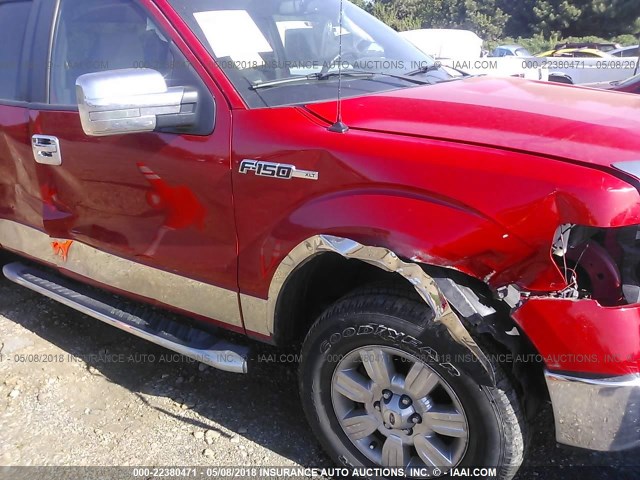 1FTEX1E89AFB66280 - 2010 FORD F150 SUPER CAB RED photo 6