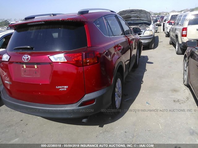 2T3DFREVXDW066291 - 2013 TOYOTA RAV4 LIMITED RED photo 4