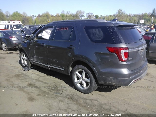 1FM5K8D80HGA52838 - 2017 FORD EXPLORER XLT GRAY photo 3