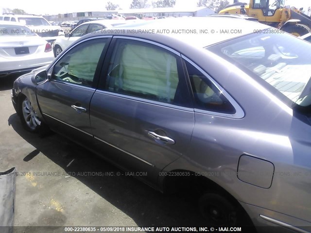 KMHFC46FX6A123243 - 2006 HYUNDAI AZERA SE/LIMITED GRAY photo 6