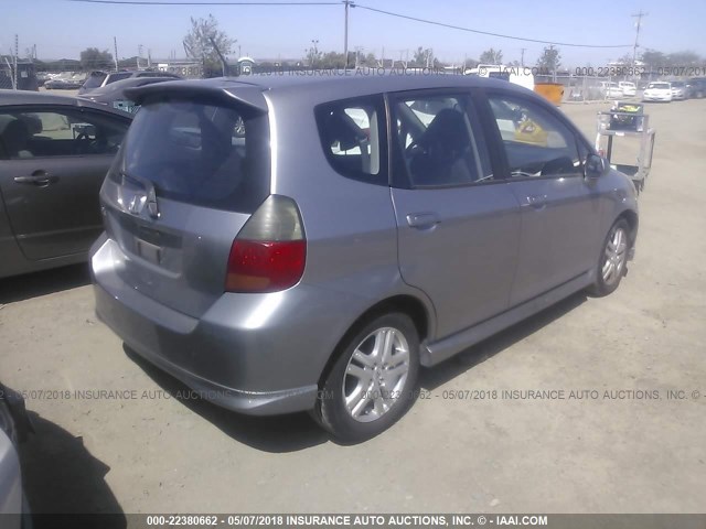 JHMGD38668S050056 - 2008 HONDA FIT SPORT SILVER photo 4