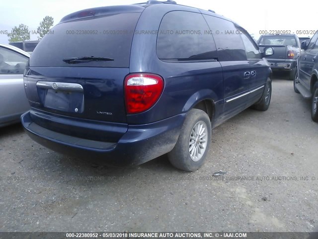 2C8GP64L82R767510 - 2002 CHRYSLER TOWN & COUNTRY LIMITED BLUE photo 4