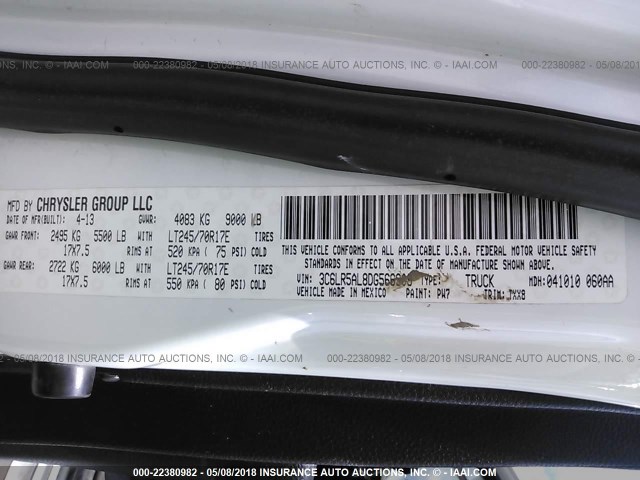 3C6LR5AL8DG566909 - 2013 RAM 2500 ST WHITE photo 9