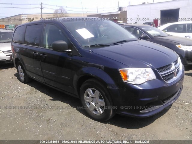 2C4RDGBGXCR380277 - 2012 DODGE GRAND CARAVAN SE BLUE photo 1