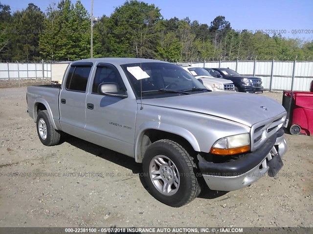 1B7HL38N62S506614 - 2002 DODGE DAKOTA QUAD SPORT/QUAD R/T SILVER photo 1