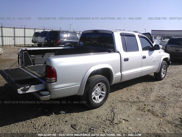 1B7HL38N62S506614 - 2002 DODGE DAKOTA QUAD SPORT/QUAD R/T SILVER photo 4