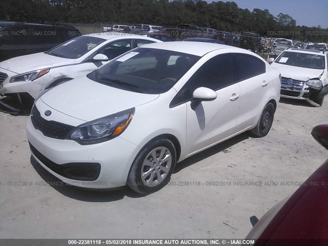 KNADM4A39E6365090 - 2014 KIA RIO LX WHITE photo 2