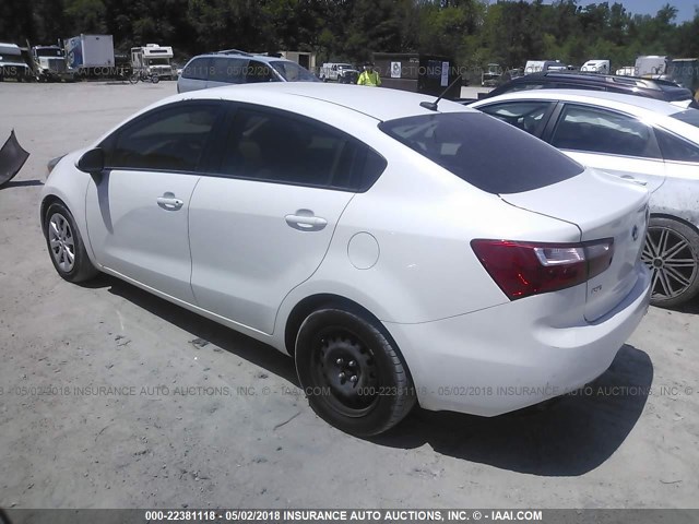 KNADM4A39E6365090 - 2014 KIA RIO LX WHITE photo 3