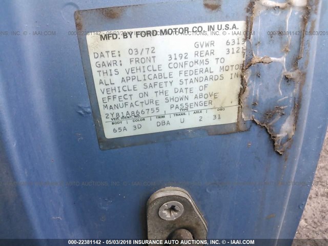 2Y81A866755 - 1972 LINCOLN CONTINENTAL  蓝色 照片 9