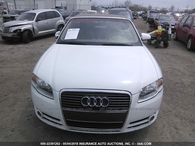 WAUAF48H67K026747 - 2007 AUDI A4 WHITE photo 6