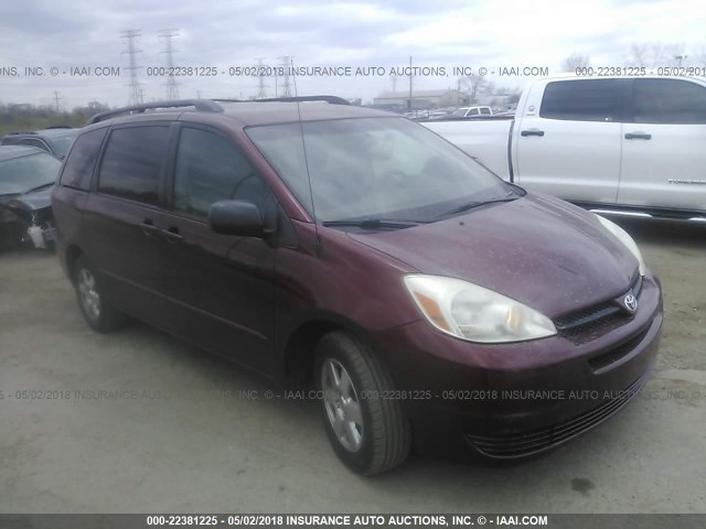 5TDZA23C25S324934 - 2005 TOYOTA SIENNA CE/LE BURGUNDY photo 1