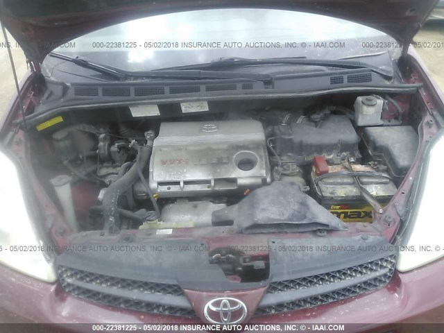 5TDZA23C25S324934 - 2005 TOYOTA SIENNA CE/LE BURGUNDY photo 10