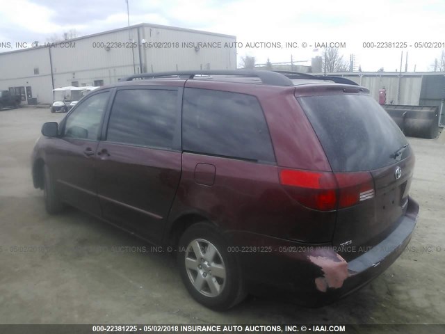 5TDZA23C25S324934 - 2005 TOYOTA SIENNA CE/LE BURGUNDY photo 3